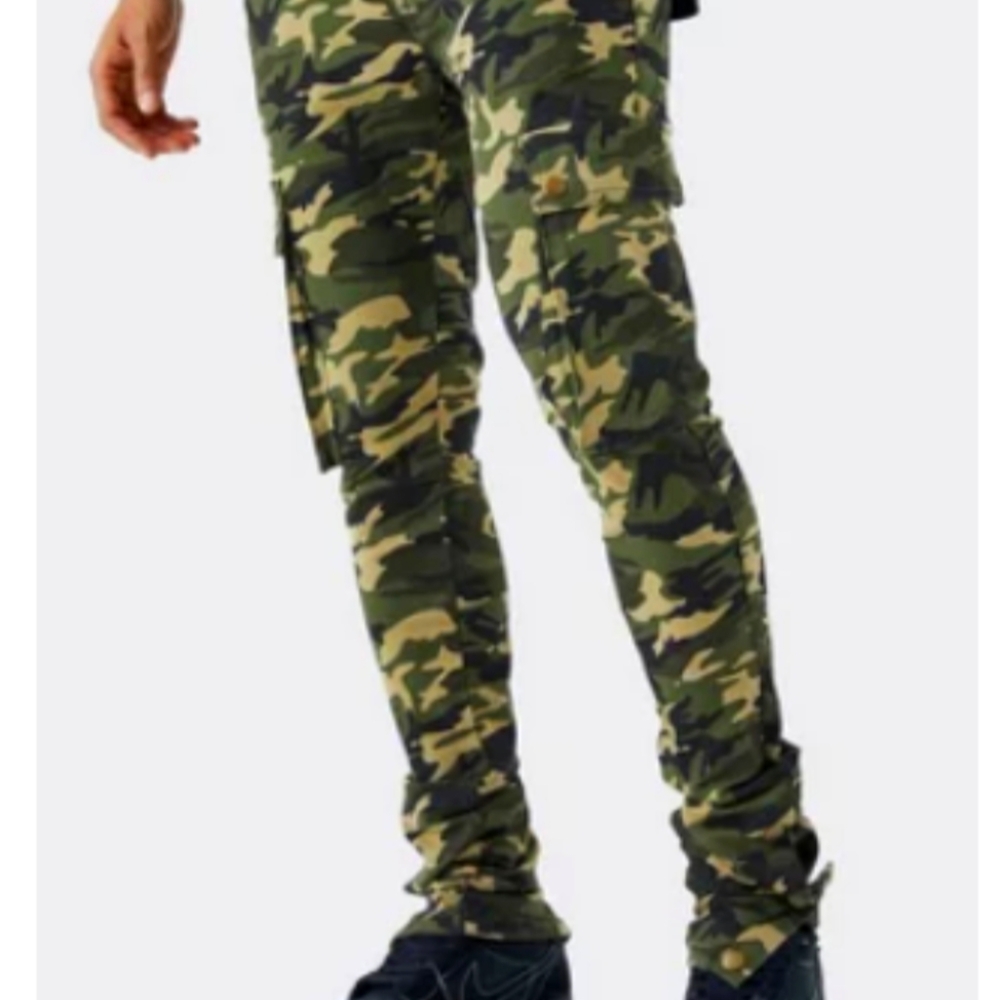 Mens Slim Fit Camo Cargo